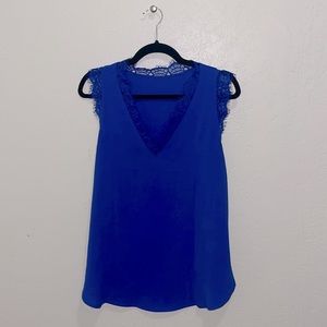 Beautiful Lace Trimmed Royal Blue Blouse